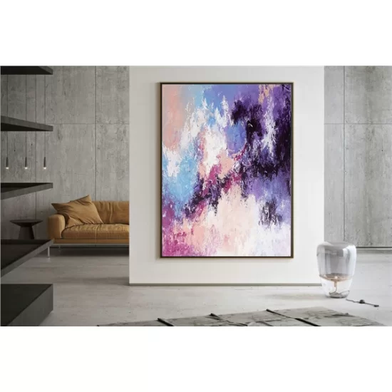 Fuchsia Purple and Blue Custom Order Abstract Oil Painting