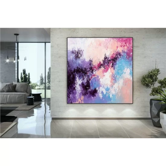 Fuchsia Purple and Blue Custom Order Abstract Oil Painting