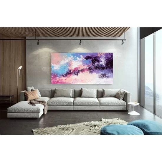 Fuchsia Purple and Blue Custom Order Abstract Oil Painting