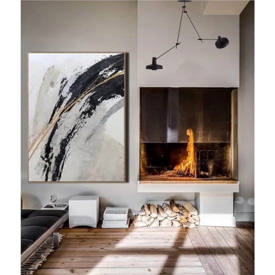 White Black and Gold Custom Order Abstract Oil Painting