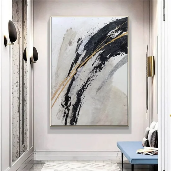 White Black and Gold Custom Order Abstract Oil Painting