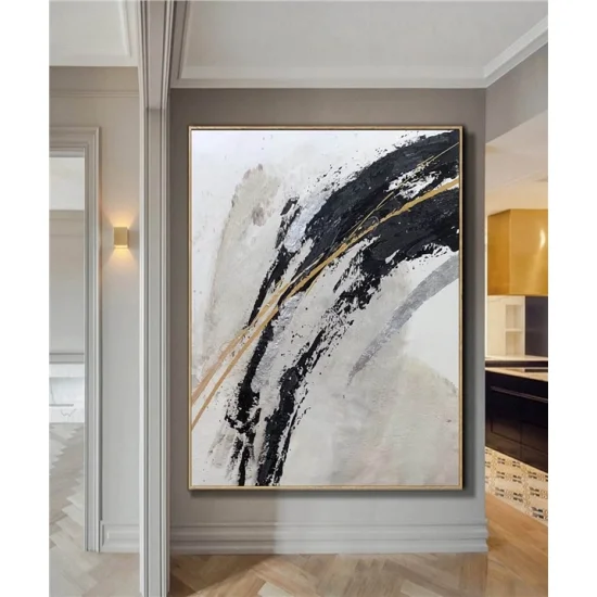 White Black and Gold Custom Order Abstract Oil Painting