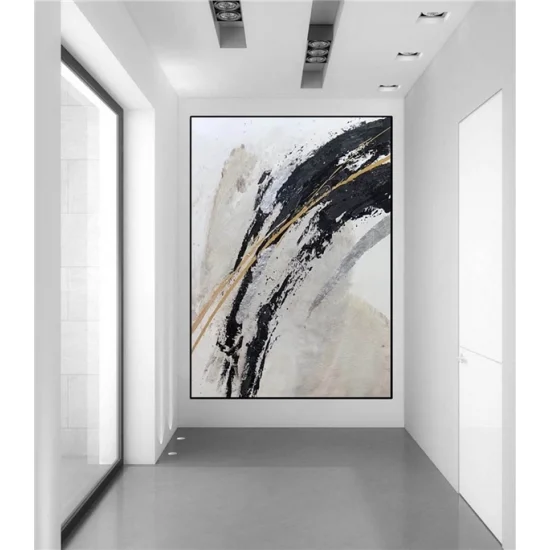 White Black and Gold Custom Order Abstract Oil Painting