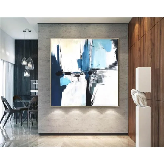 Approach in Blue Custom Order Abstract Oil Painting