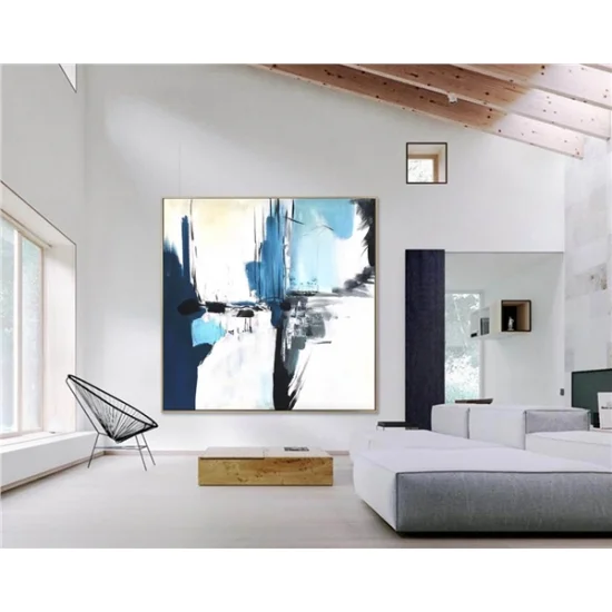 Approach in Blue Custom Order Abstract Oil Painting