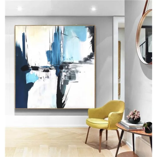 Approach in Blue Custom Order Abstract Oil Painting
