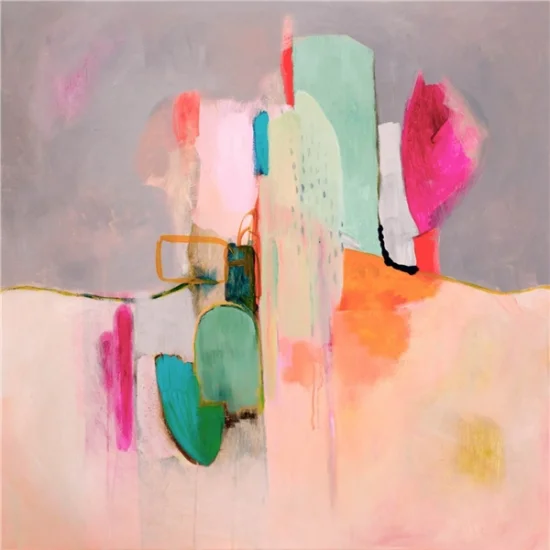 Mercan Pembesi Beyaz Gri Siparişe Özel Soyut Yağlı Boya Tablo