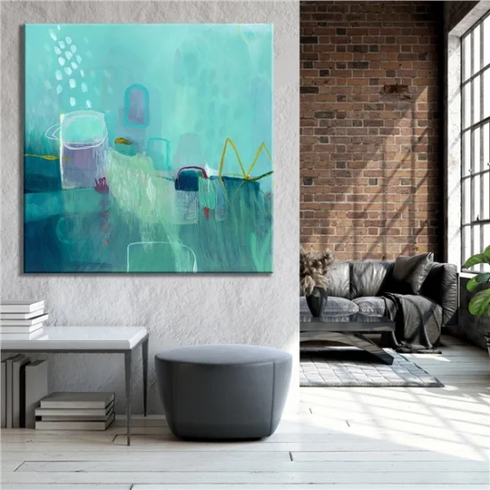 Modern Yeşil Siparişe Özel Soyut Yağlı Boya Tablo