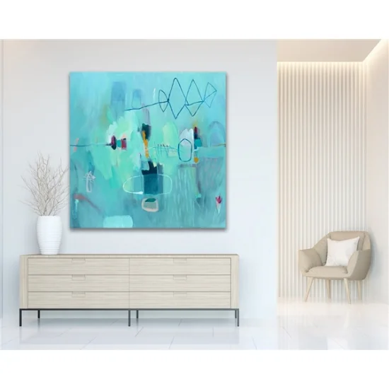 Deniz Mavisi Siparişe Özel Soyut Yağlı Boya Tablo