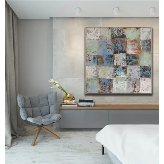 Turkuaz Mavisi Siparişe Özel Soyut Yağlı Boya Tablo