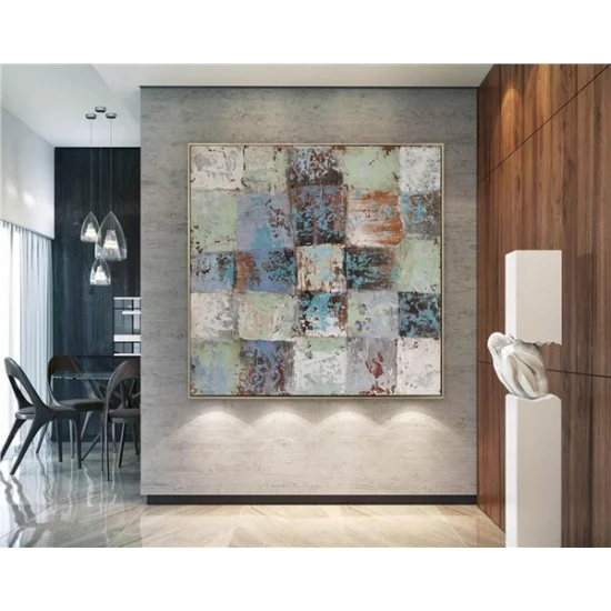 Turkuaz Mavisi Siparişe Özel Soyut Yağlı Boya Tablo