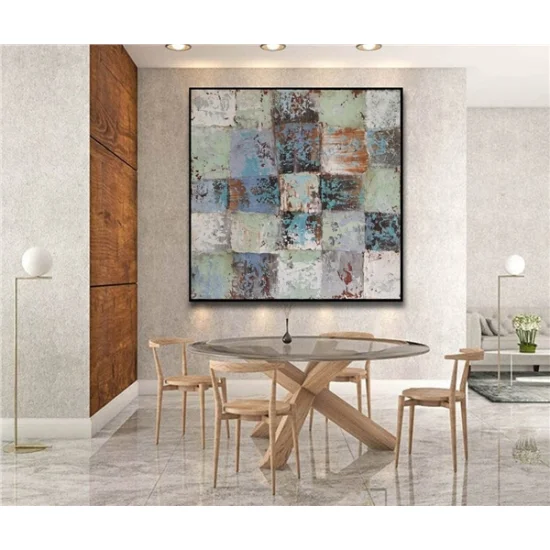 Turkuaz Mavisi Siparişe Özel Soyut Yağlı Boya Tablo