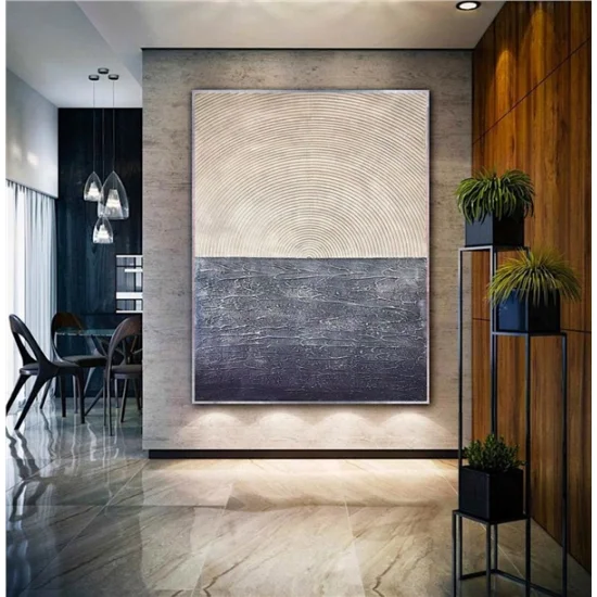 Siyah ve Krem Yankı Siparişe Özel Soyut Yağlı Boya Tablo