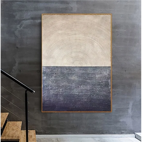 Siyah ve Krem Yankı Siparişe Özel Soyut Yağlı Boya Tablo