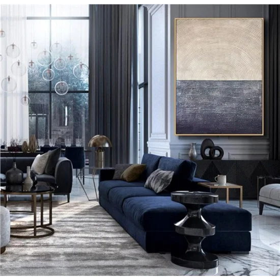 Siyah ve Krem Yankı Siparişe Özel Soyut Yağlı Boya Tablo