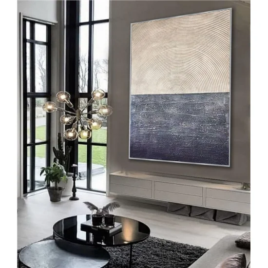 Siyah ve Krem Yankı Siparişe Özel Soyut Yağlı Boya Tablo