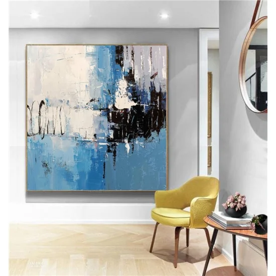 Blue Black Custom Order Abstract Oil Painting