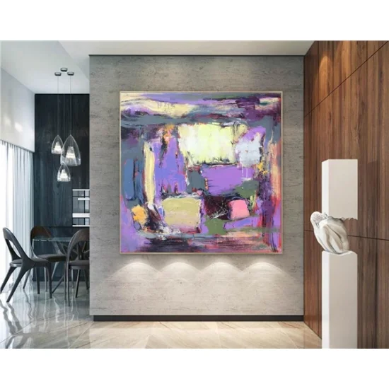 Mor Siparişe Özel Soyut Yağlı Boya Tablo