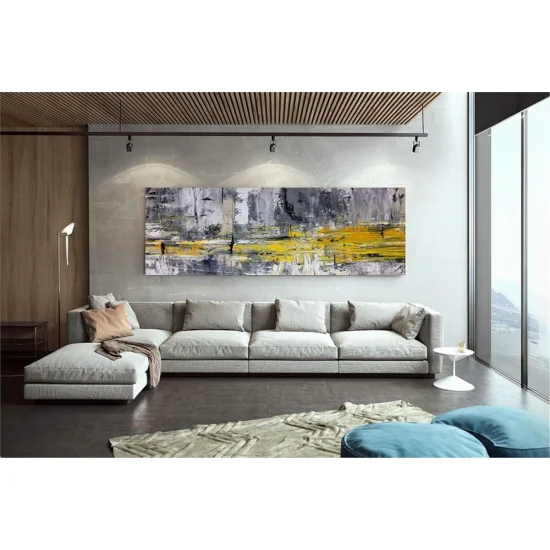 Gri Altın Soyut Siparişe Özel Soyut Yağlı Boya Tablo