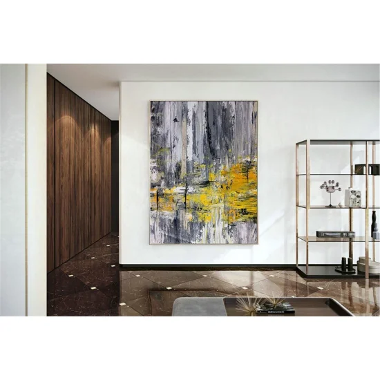Gri Altın Soyut Siparişe Özel Soyut Yağlı Boya Tablo