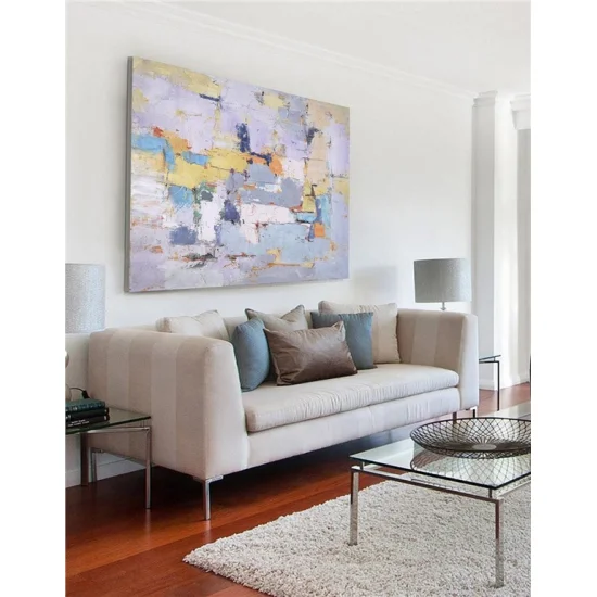 Modern White Blue Custom Order Abstract Oil Painting