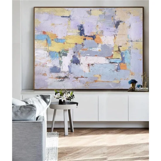 Modern White Blue Custom Order Abstract Oil Painting