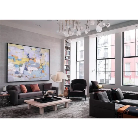 Modern White Blue Custom Order Abstract Oil Painting