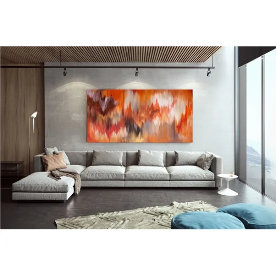 Kırmızı Turuncu Siparişe Özel Soyut Yağlı Boya Tablo