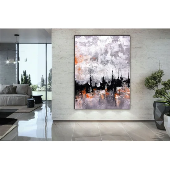 Spatula ile Panoramik Siparişe Özel Soyut Yağlı Boya Tablo