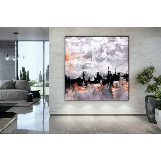 Spatula ile Panoramik Siparişe Özel Soyut Yağlı Boya Tablo