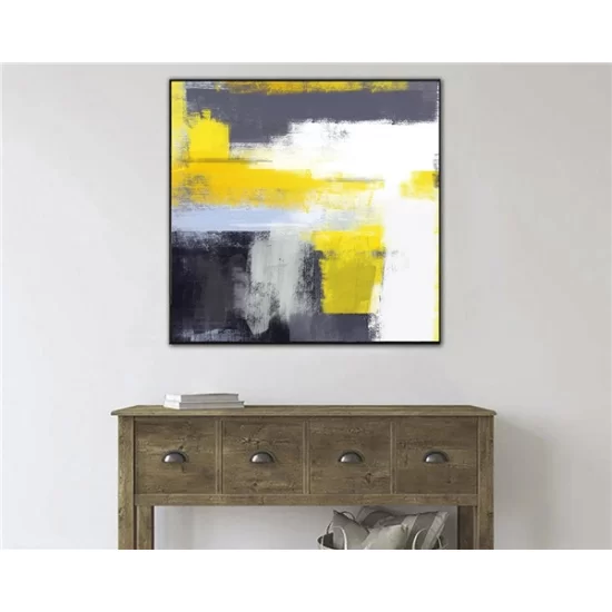 Black White and Yellow Custom Order Abstract Oil Painting