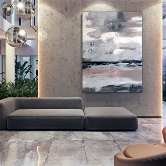 Beyaz Siyah ve Gri Siparişe Özel Soyut Yağlı Boya Tablo