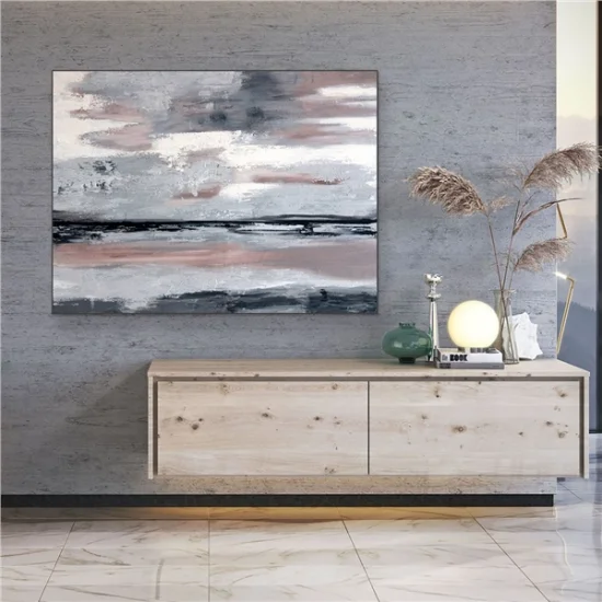 Beyaz Siyah ve Gri Siparişe Özel Soyut Yağlı Boya Tablo