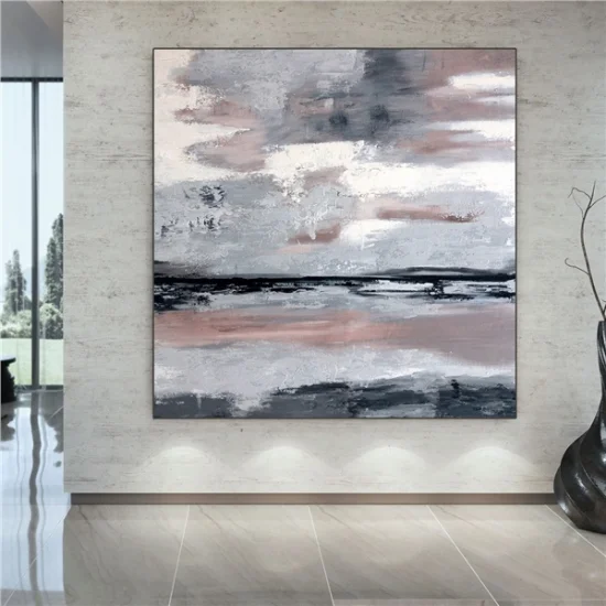 Beyaz Siyah ve Gri Siparişe Özel Soyut Yağlı Boya Tablo