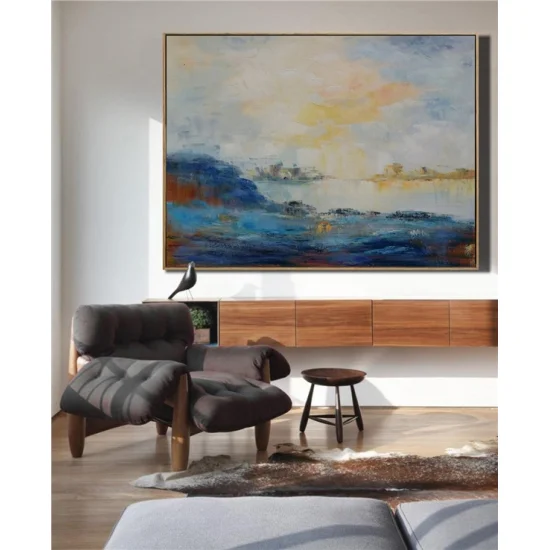 Mavi Dalga Siparişe Özel Soyut Yağlı Boya Tablo