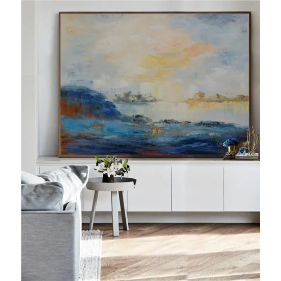 Mavi Dalga Siparişe Özel Soyut Yağlı Boya Tablo