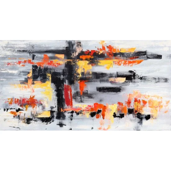 Sarı Siyah ve Turuncu Siparişe Özel Soyut Yağlı Boya Tablo