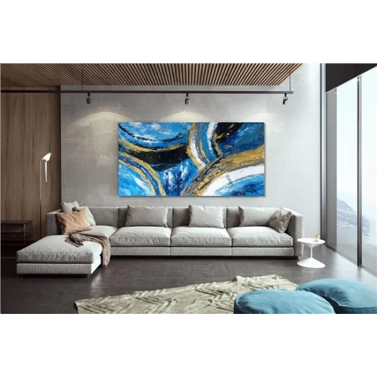 Mosaic Blue Gold Custom Order Abstract Oil Painting