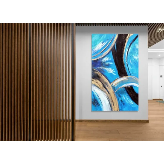 Mosaic Blue Gold Custom Order Abstract Oil Painting