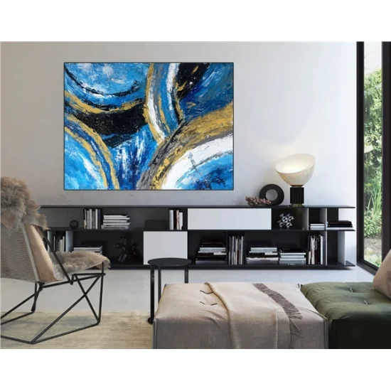 Mosaic Blue Gold Custom Order Abstract Oil Painting