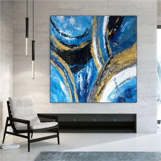 Mosaic Blue Gold Custom Order Abstract Oil Painting