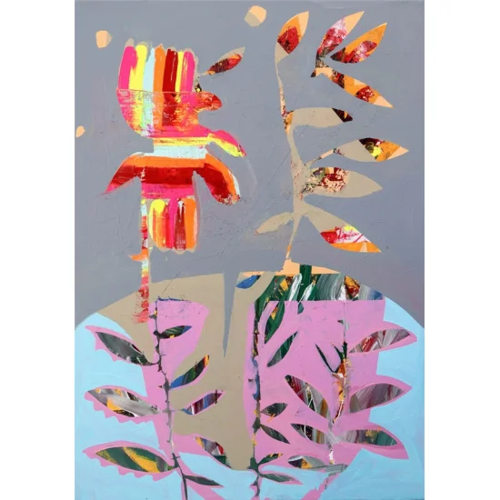 Renkli Rüya Vazosu Yağlı Boya Tablosu