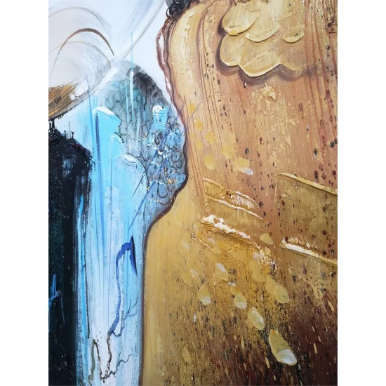 Bej Yeşil Minimalist Siparişe Özel Soyut Yağlı Boya Tablo