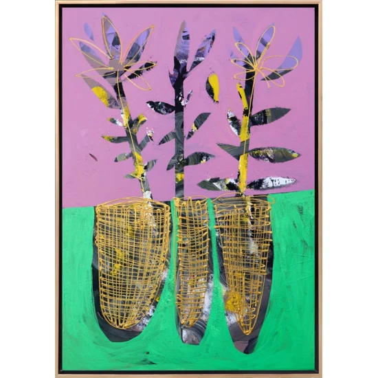 Soyut Çiçeklerin Renk Oyunları Yağlı Boya Tablosu