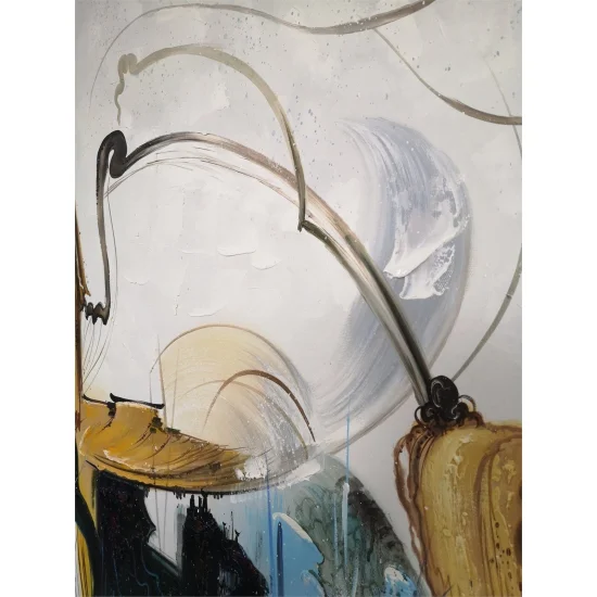 Bej Yeşil Minimalist Siparişe Özel Soyut Yağlı Boya Tablo