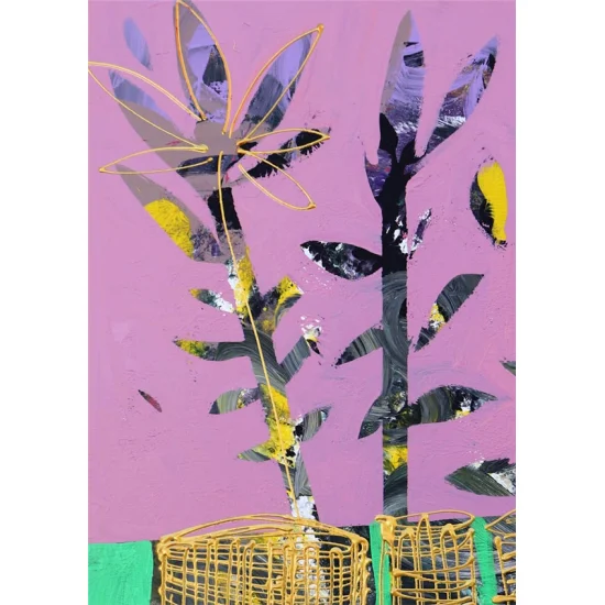 Soyut Çiçeklerin Renk Oyunları Yağlı Boya Tablosu