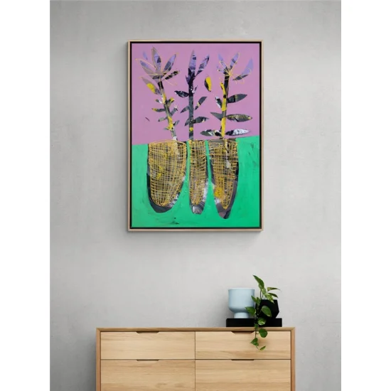 Soyut Çiçeklerin Renk Oyunları Yağlı Boya Tablosu