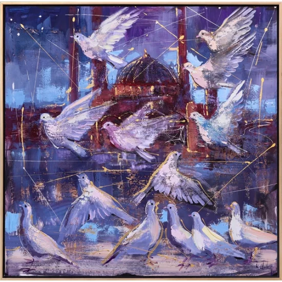 Birds Dance in Hagia Sophia Oil Painting | Simurg Art Gallery