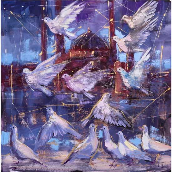 Birds Dance in Hagia Sophia Oil Painting | Simurg Art Gallery