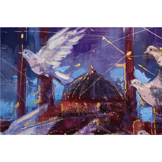 Birds Dance in Hagia Sophia Oil Painting | Simurg Art Gallery